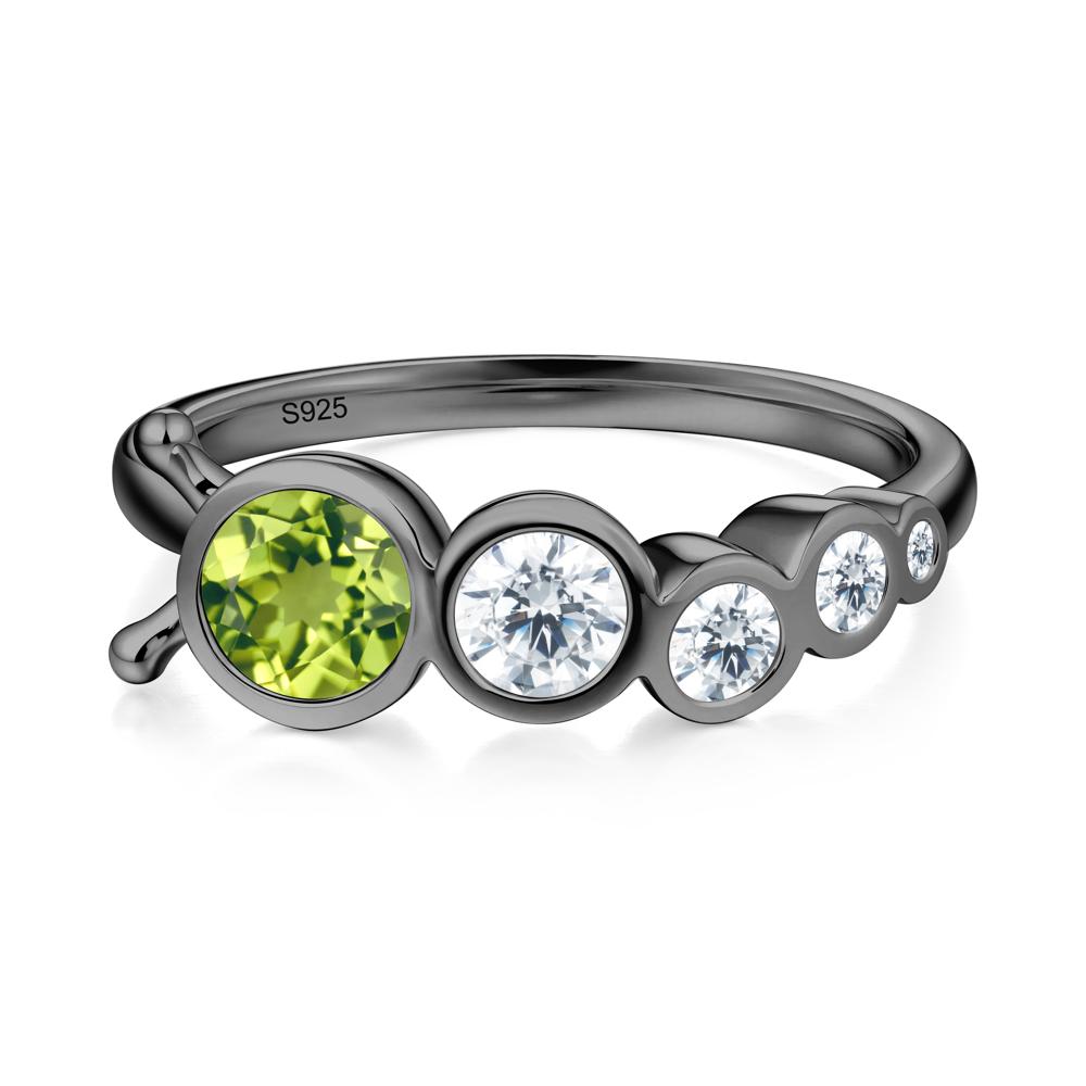 Round Peridot Bubble Ring - LUO Jewelry #metal_black finish sterling silver