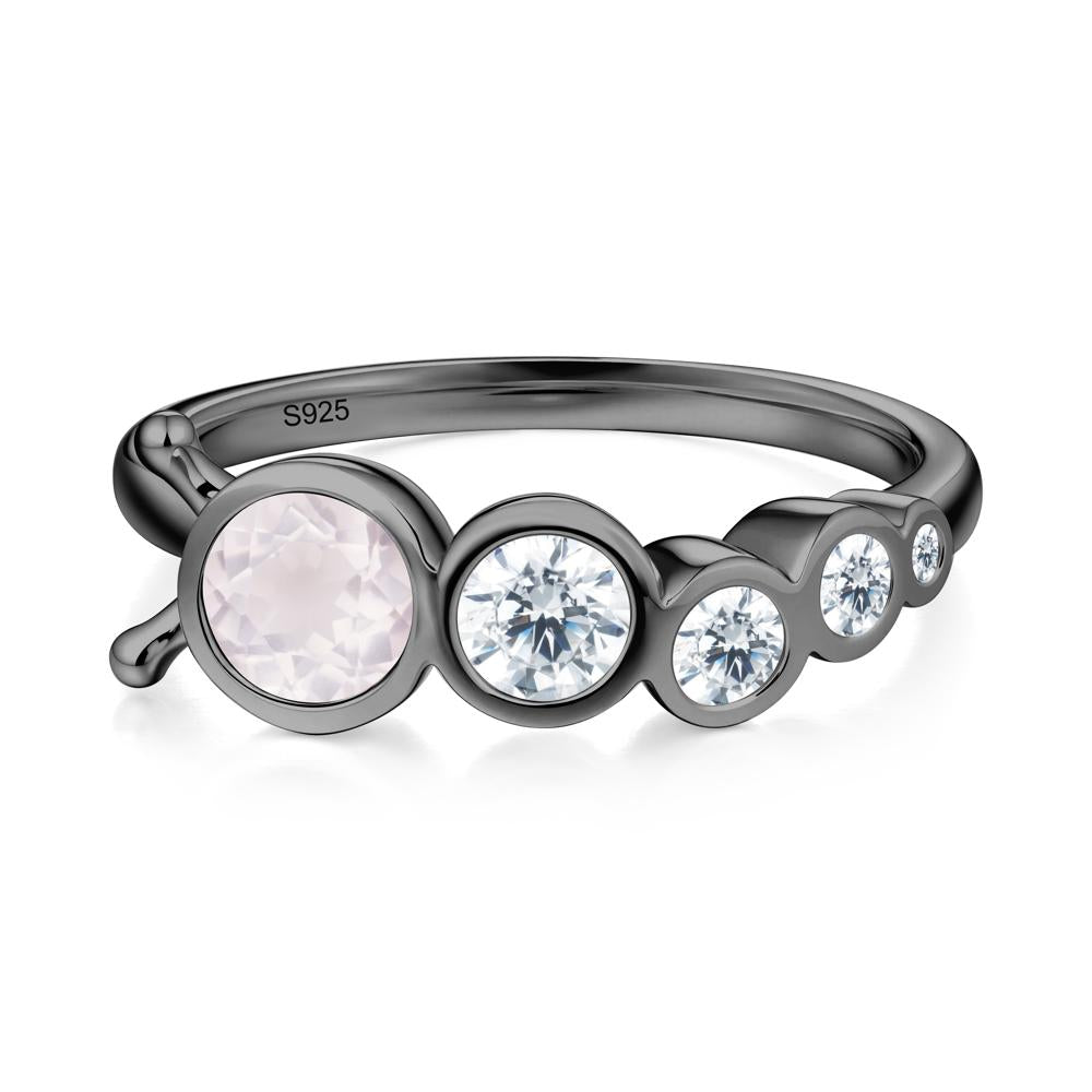 Round Rose Quartz Bubble Ring - LUO Jewelry #metal_black finish sterling silver