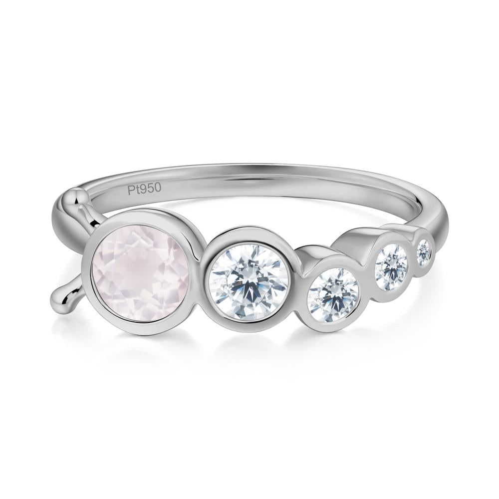 Round Rose Quartz Bubble Ring - LUO Jewelry #metal_platinum