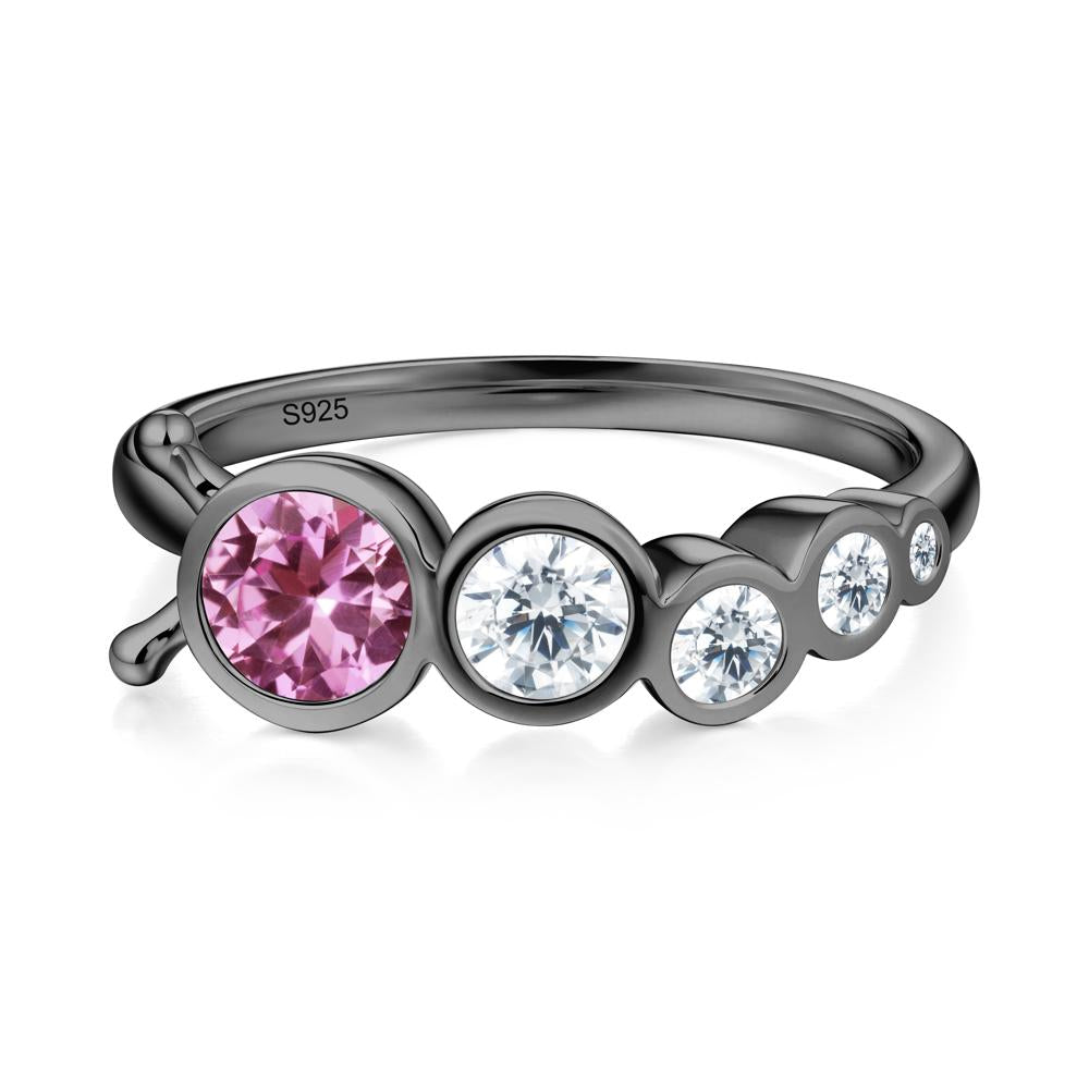Five-Stone Graduated Bezel Pink Sapphire Ring - LUO Jewelry #metal_black finish sterling silver