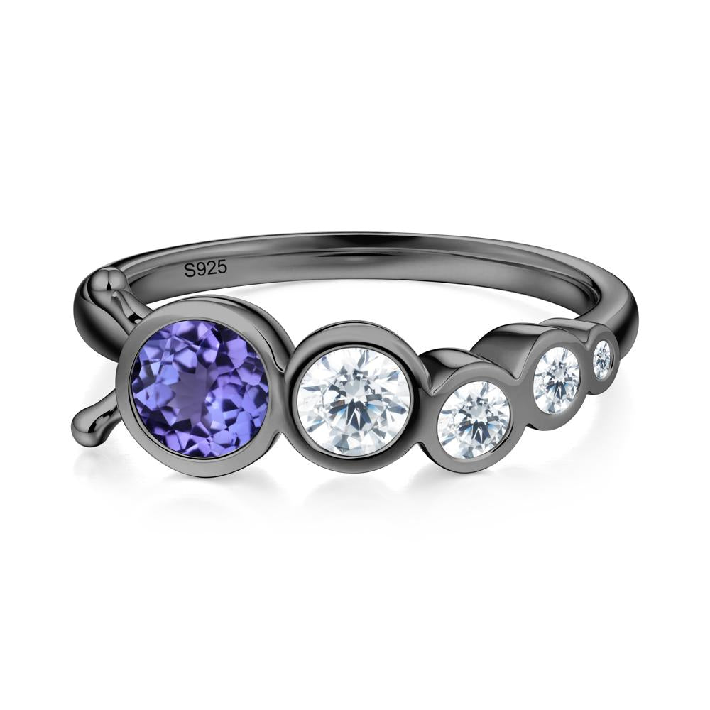 Five-Stone Graduated Bezel Tanzanite Ring - LUO Jewelry #metal_black finish sterling silver