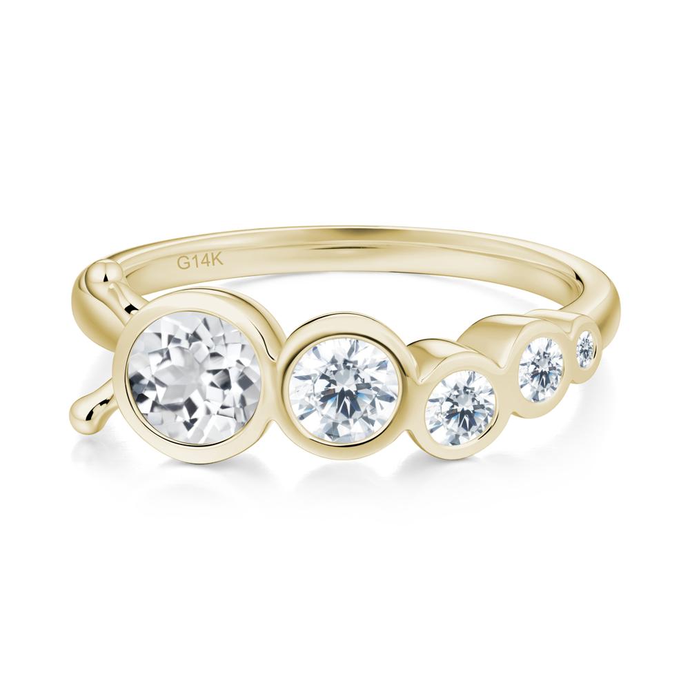 Five-Stone Graduated Bezel White Topaz Ring - LUO Jewelry #metal_14k yellow gold