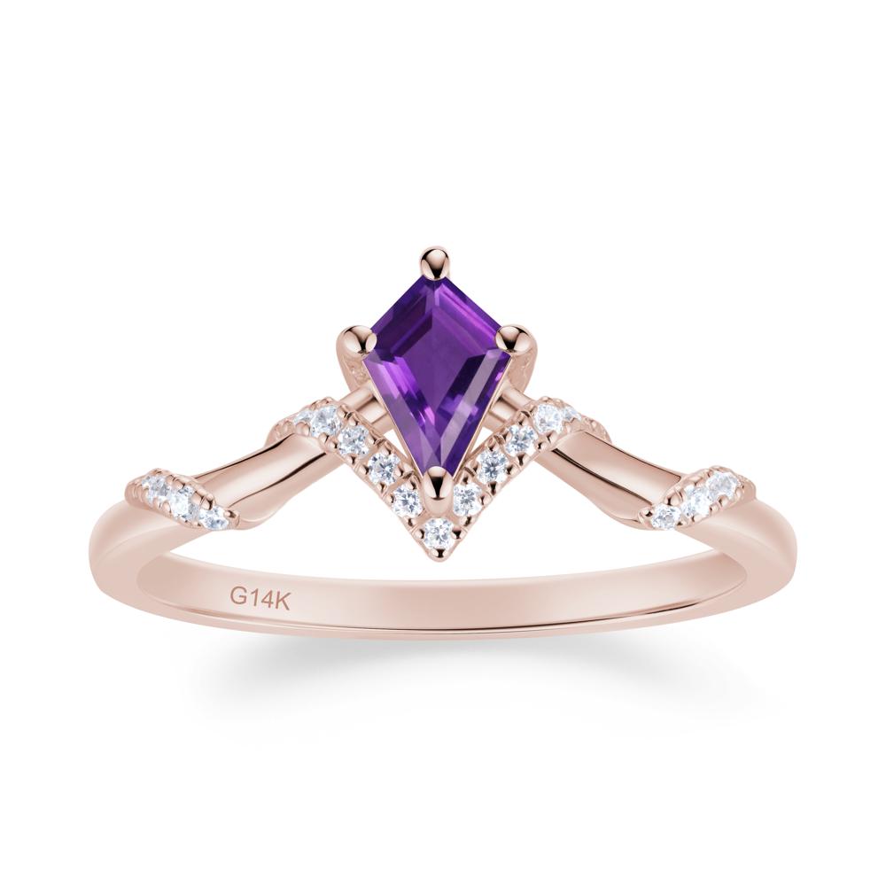 Celestial Kite Cut Amethyst Promise Ring - LUO Jewelry #metal_14k rose gold