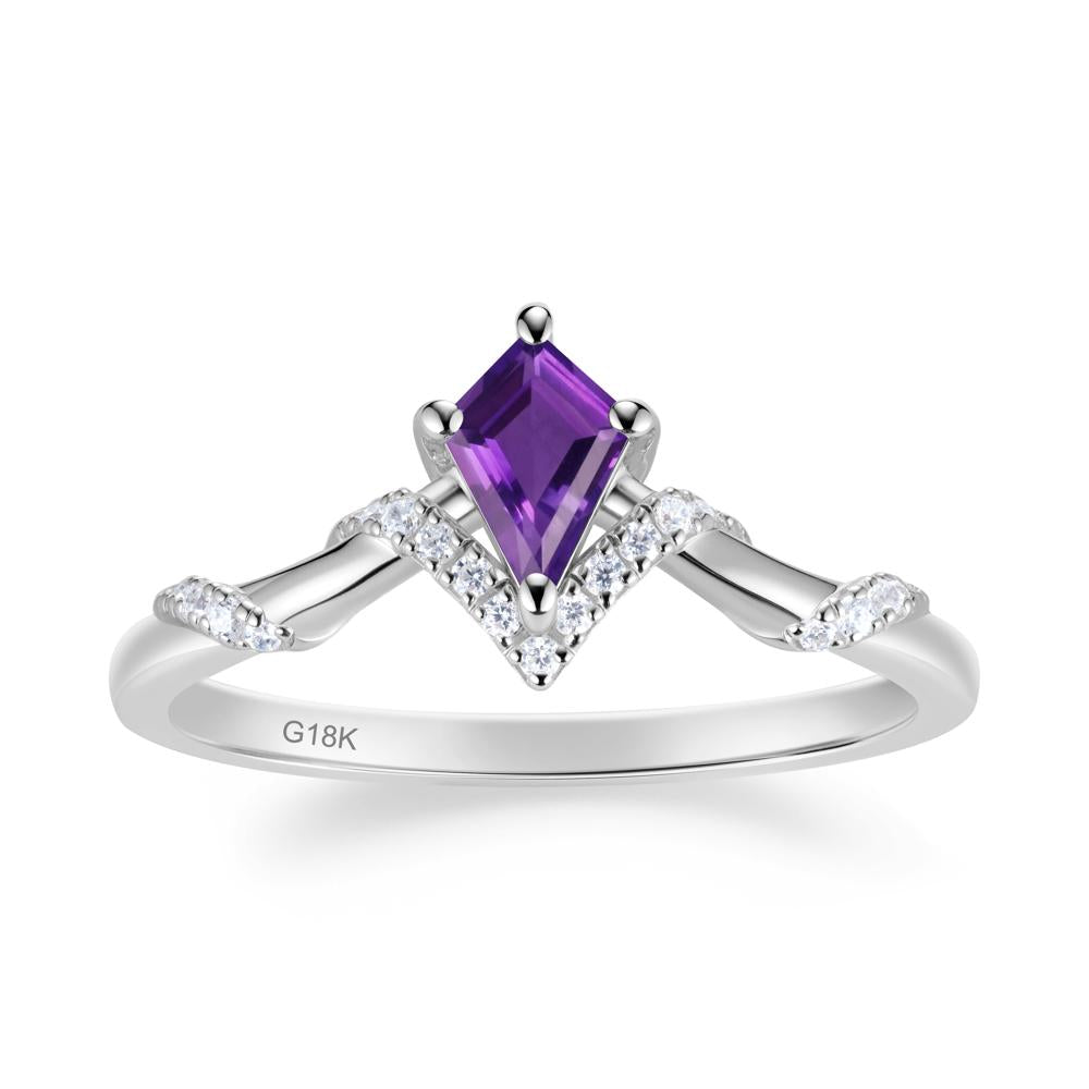Celestial Kite Cut Amethyst Promise Ring - LUO Jewelry #metal_18k white gold