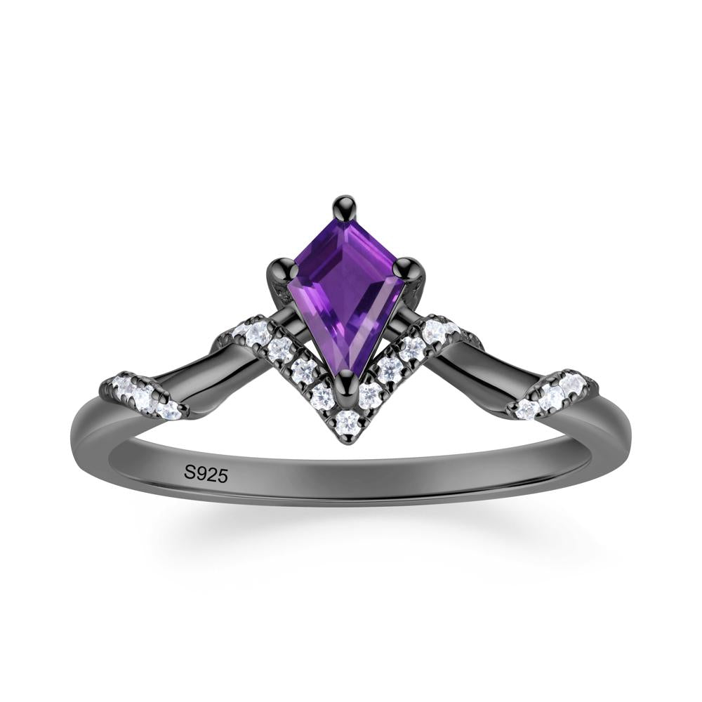Celestial Kite Cut Amethyst Promise Ring - LUO Jewelry #metal_black finish sterling silver