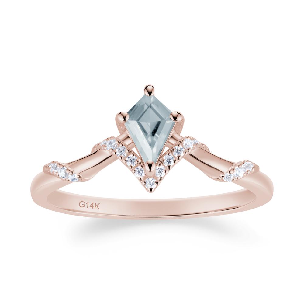 Celestial Kite Cut Aquamarine Promise Ring - LUO Jewelry #metal_14k rose gold