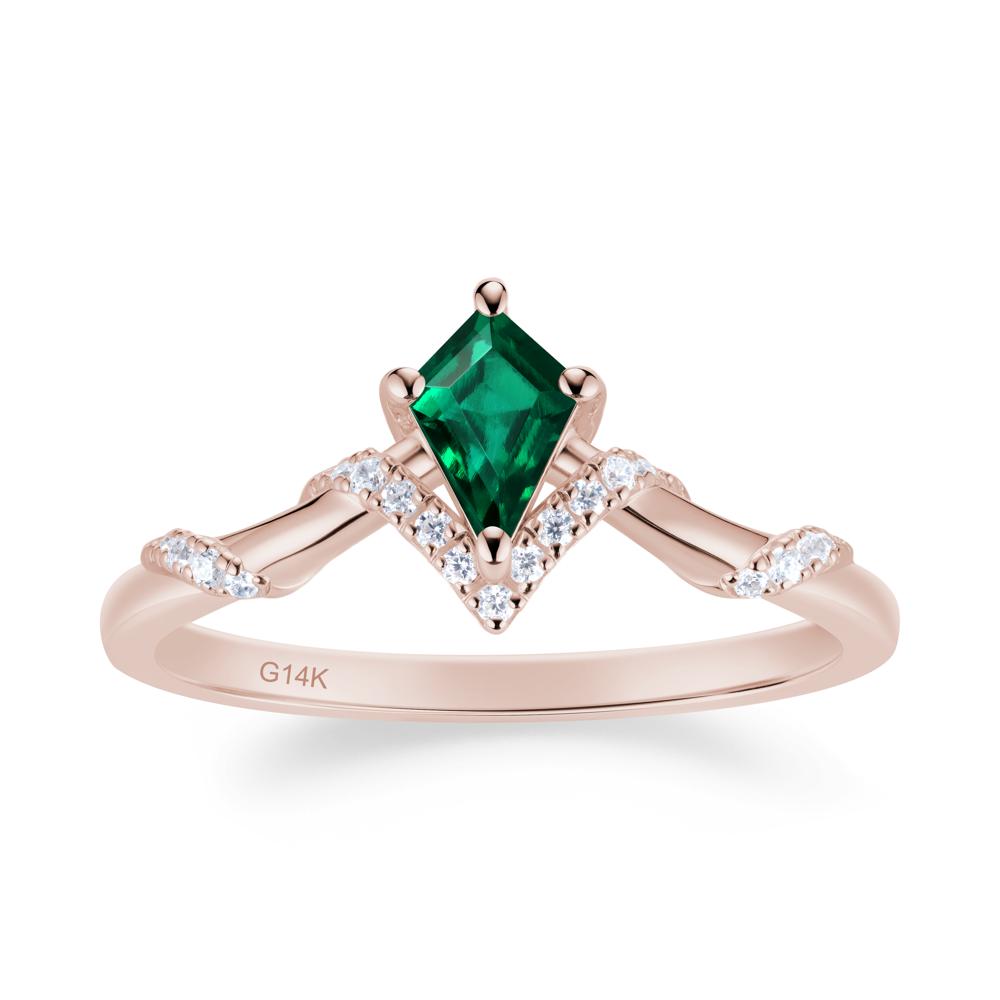 Celestial Kite Cut Emerald Promise Ring - LUO Jewelry #metal_14k rose gold
