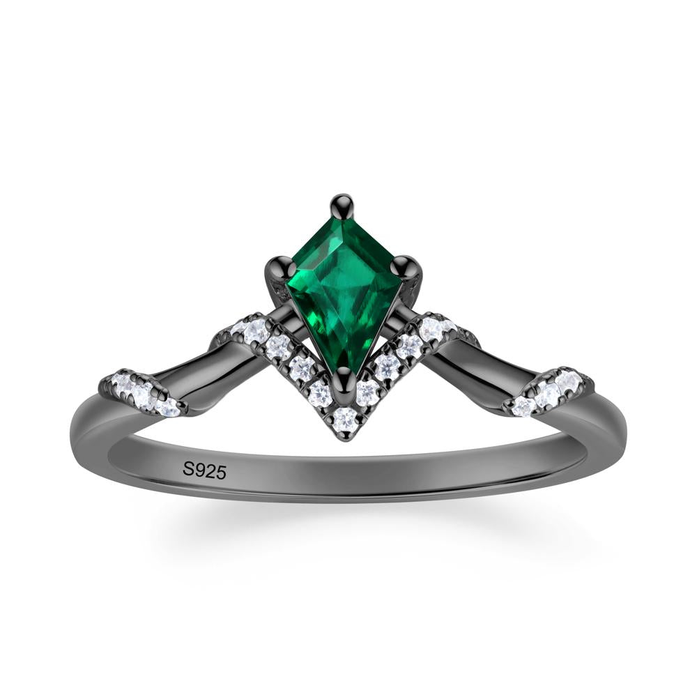 Celestial Kite Cut Emerald Promise Ring - LUO Jewelry #metal_black finish sterling silver