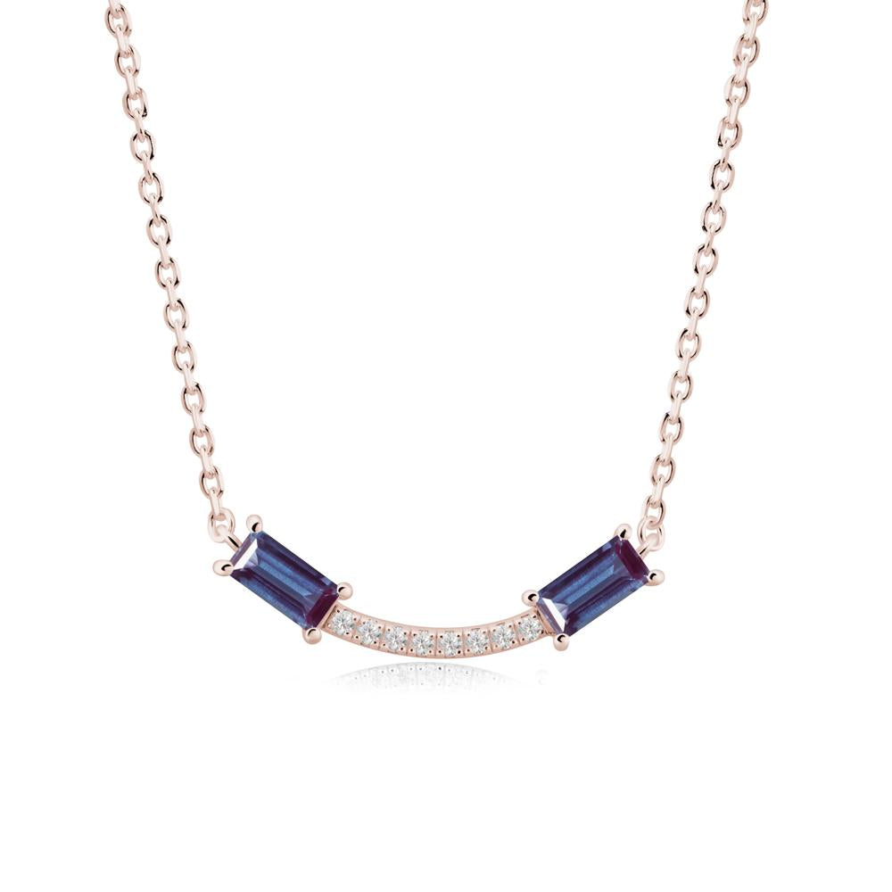 Two Baguette Alexandrite Necklace - LUO Jewelry #metal_14k rose gold