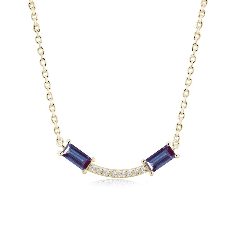 Two Baguette Alexandrite Necklace - LUO Jewelry #metal_14k yellow gold