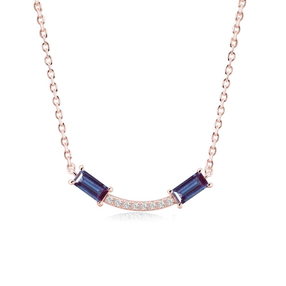 Two Baguette Alexandrite Necklace - LUO Jewelry #metal_18k rose gold