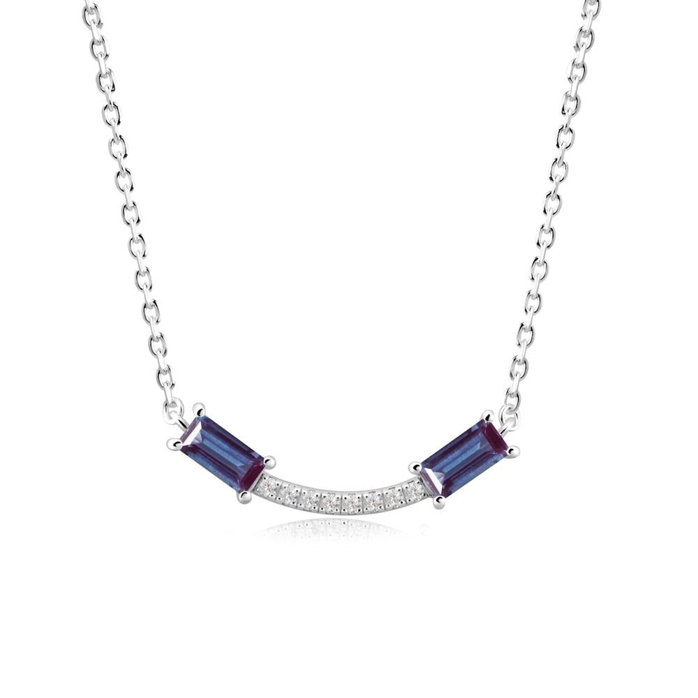 Two Baguette Alexandrite Necklace - LUO Jewelry #metal_18k white gold