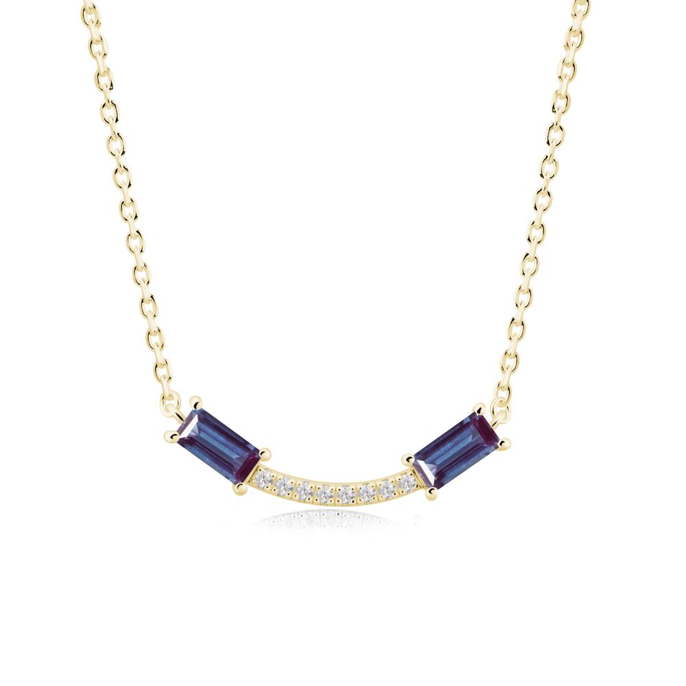 Two Baguette Alexandrite Necklace - LUO Jewelry #metal_18k yellow gold