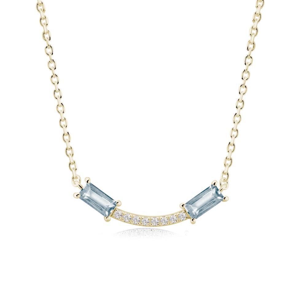 Two Baguette Aquamarine Necklace - LUO Jewelry #metal_14k yellow gold