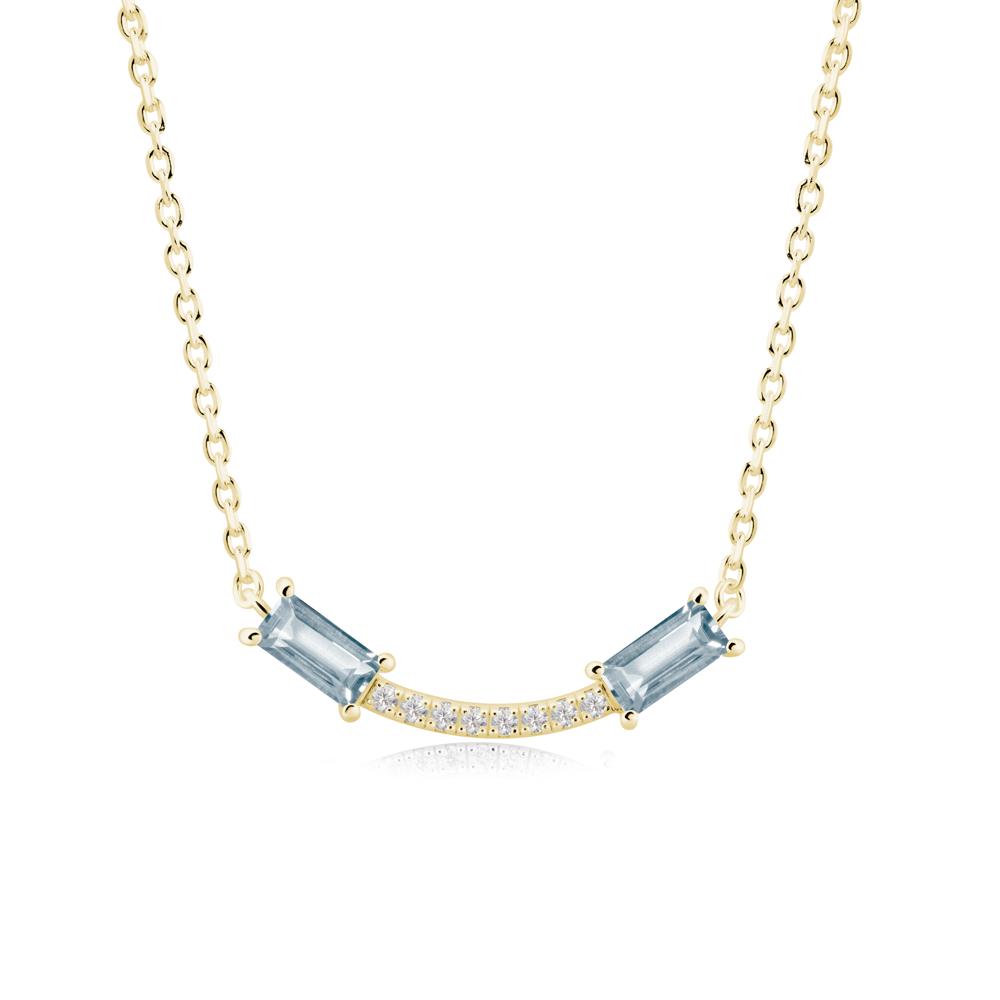 Two Baguette Aquamarine Necklace - LUO Jewelry #metal_18k yellow gold