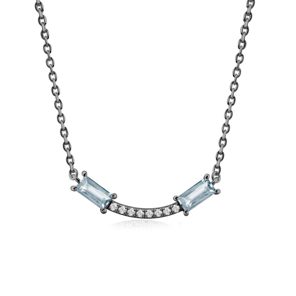 Two Baguette Aquamarine Necklace - LUO Jewelry #metal_black finish sterling silver