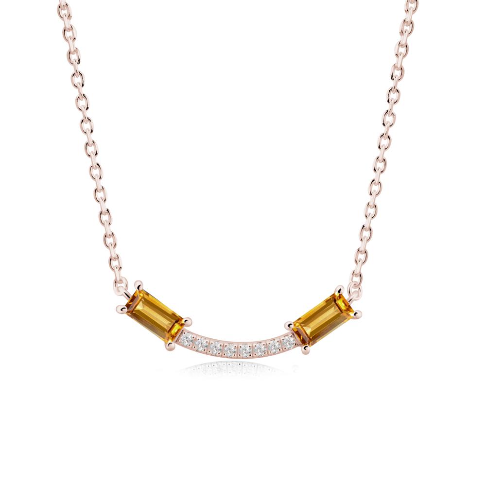 Two Baguette Citrine Smile Necklace - LUO Jewelry #metal_14k rose gold
