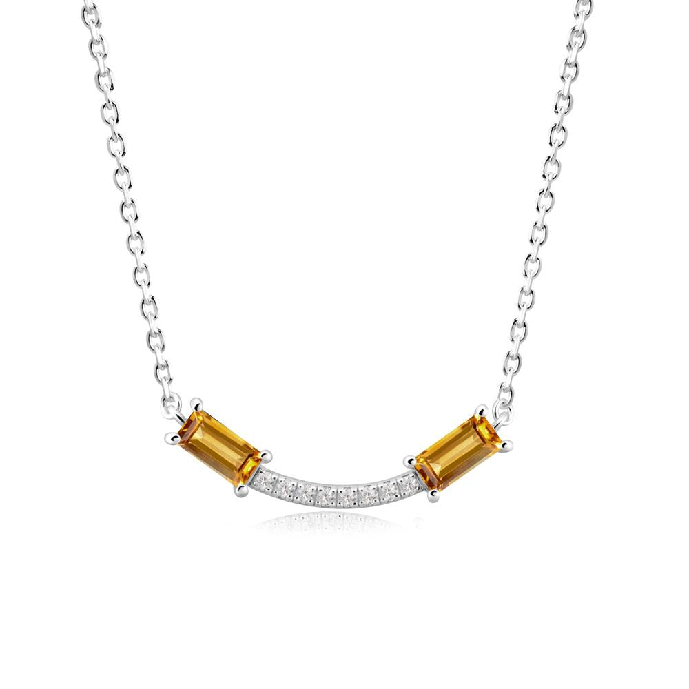 Two Baguette Citrine Smile Necklace - LUO Jewelry #metal_18k white gold