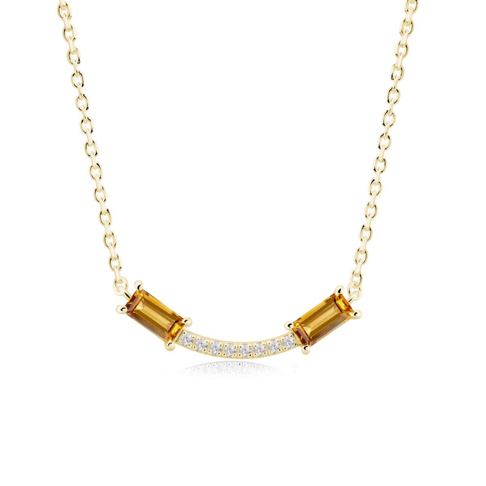 Two Baguette Citrine Smile Necklace - LUO Jewelry #metal_18k yellow gold