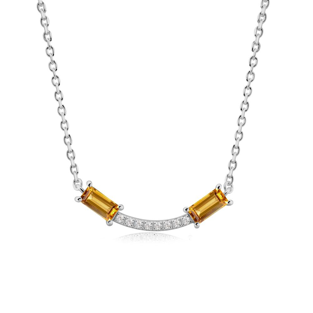 Two Baguette Citrine Smile Necklace - LUO Jewelry #metal_platinum