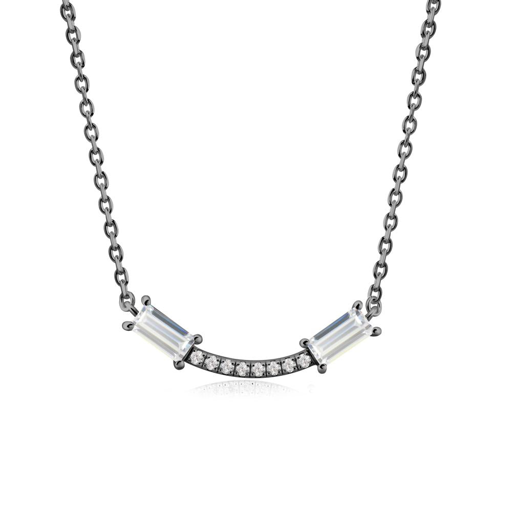 Two Baguette Cubic Zirconia Necklace - LUO Jewelry #metal_black finish sterling silver