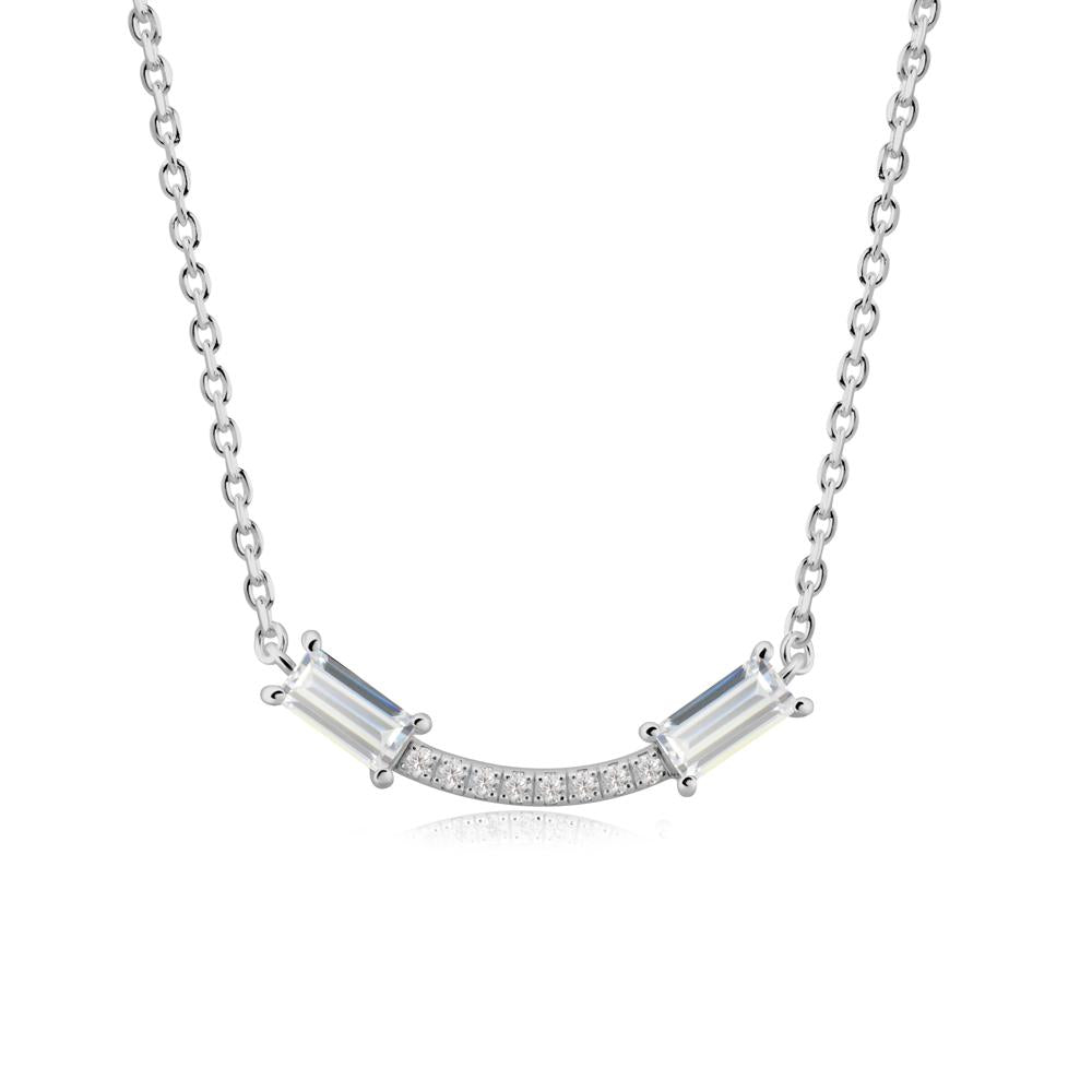 Two Baguette Cubic Zirconia Necklace - LUO Jewelry #metal_platinum