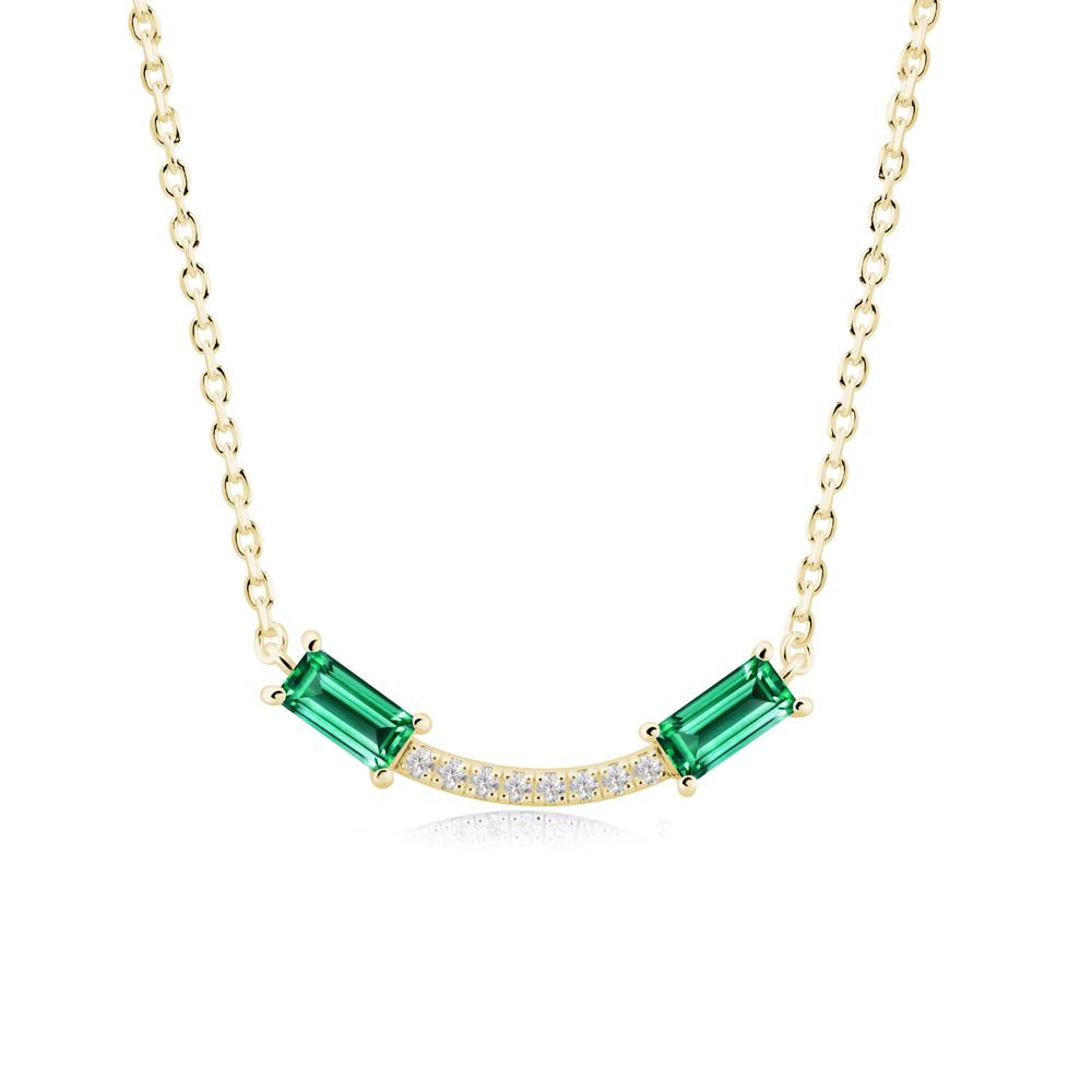 Two Baguette Emerald Necklace - LUO Jewelry #metal_18k yellow gold
