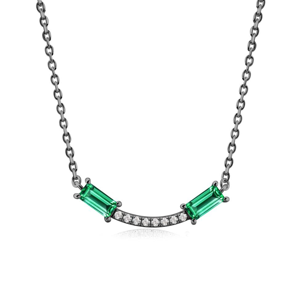 Two Baguette Emerald Necklace - LUO Jewelry #metal_black finish sterling silver