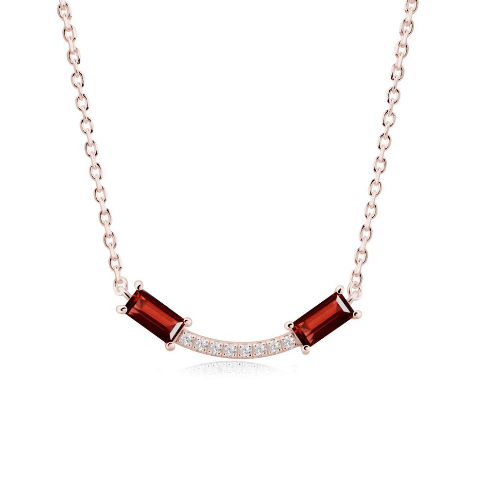 Two Baguette Garnet Necklace - LUO Jewelry #metal_14k rose gold