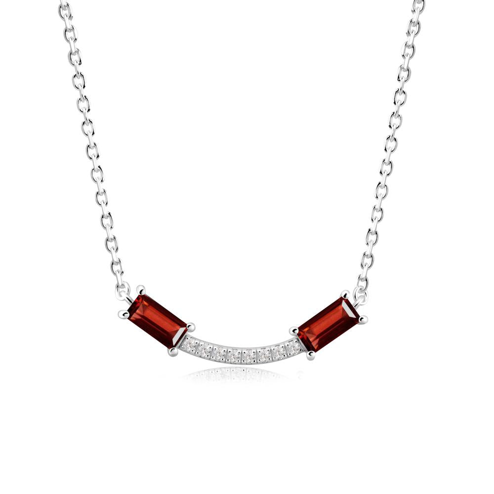 Two Baguette Garnet Necklace - LUO Jewelry #metal_sterling silver