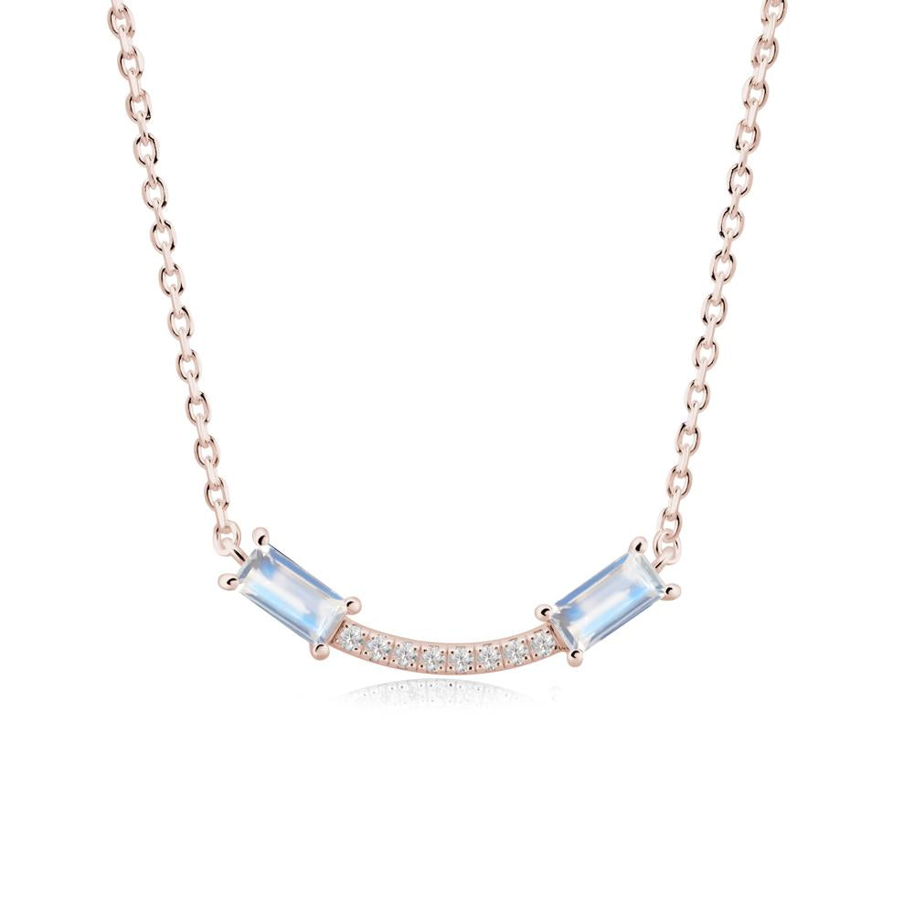 Two Baguette Moonstone Necklace - LUO Jewelry #metal_14k rose gold