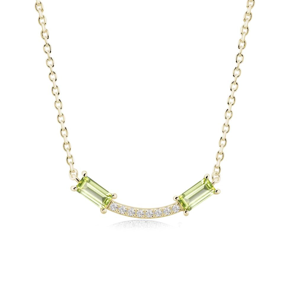 Two Baguette Peridot Smile Necklace - LUO Jewelry #metal_14k yellow gold