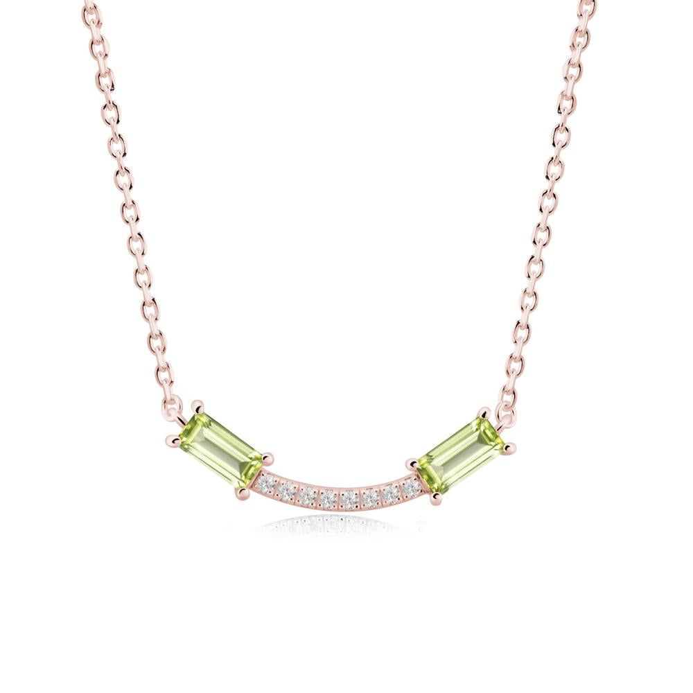Two Baguette Peridot Smile Necklace - LUO Jewelry #metal_18k rose gold