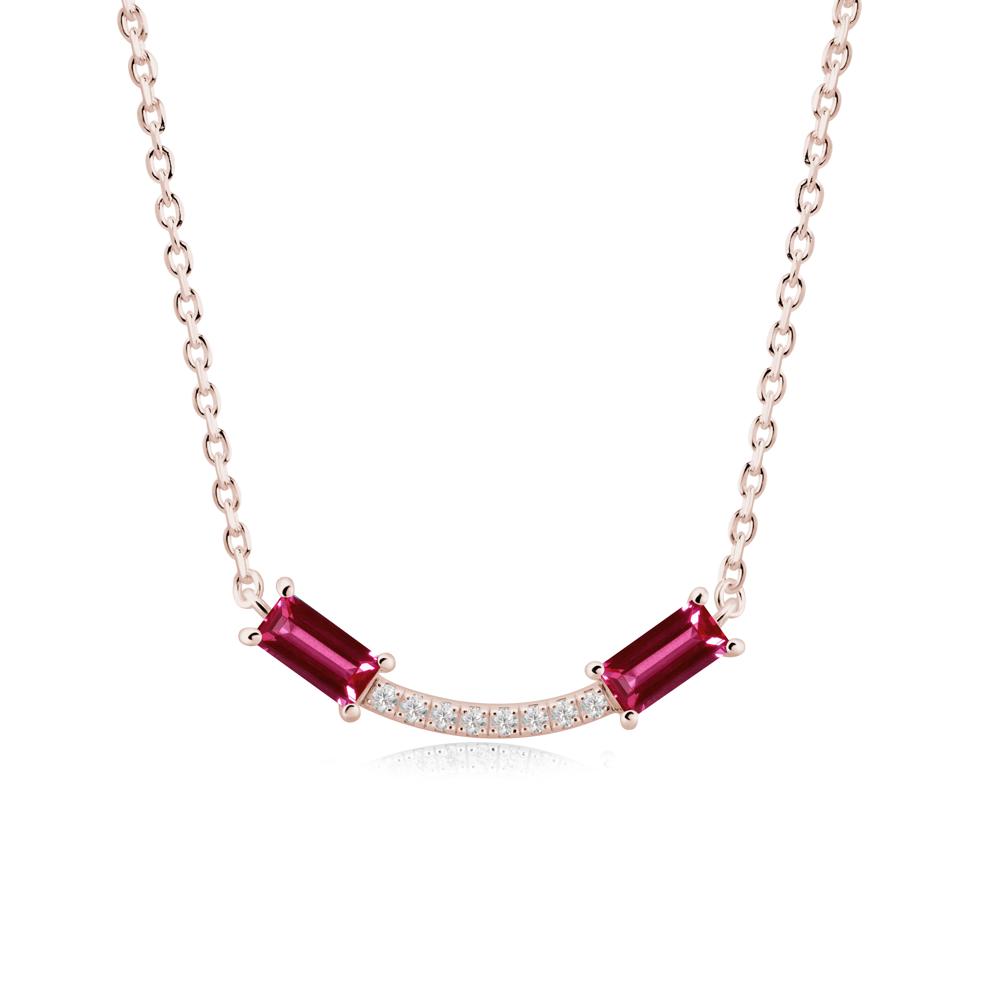 Two Baguette Ruby Smile Necklace - LUO Jewelry #metal_14k rose gold