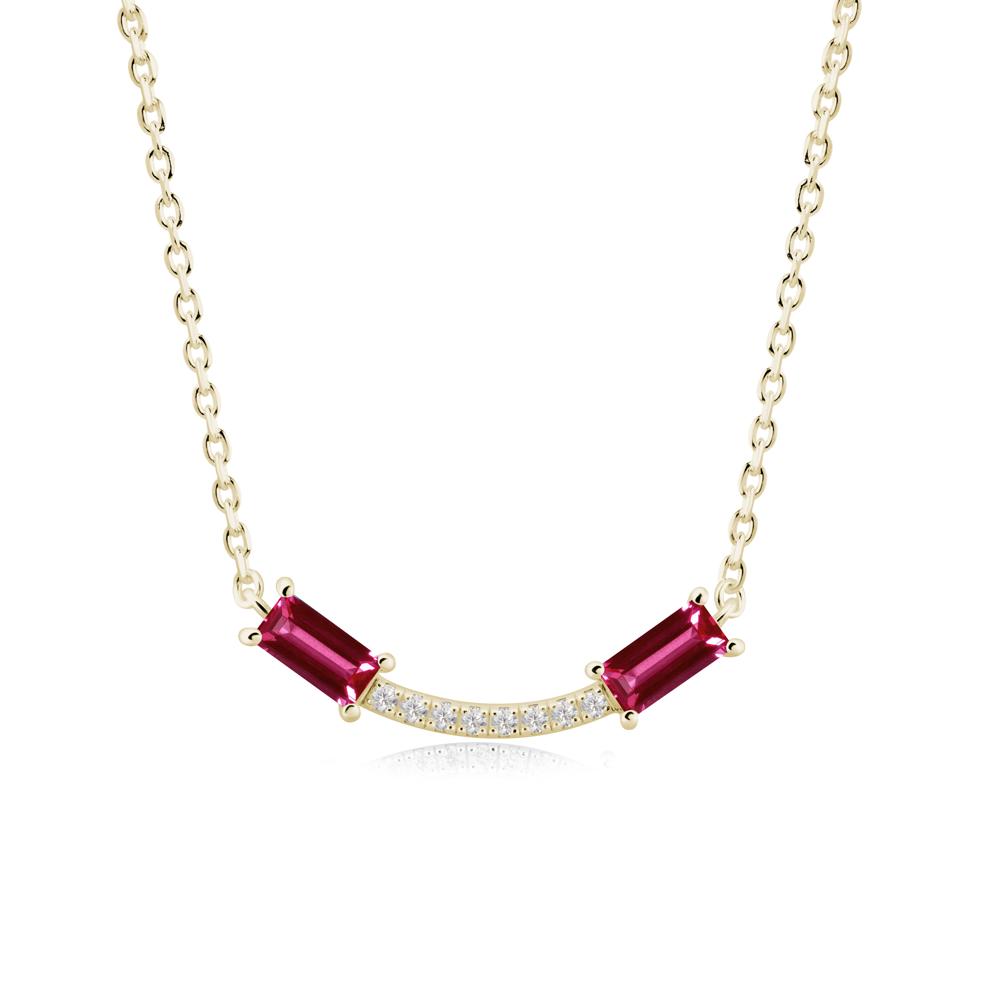 Two Baguette Ruby Smile Necklace - LUO Jewelry #metal_14k yellow gold