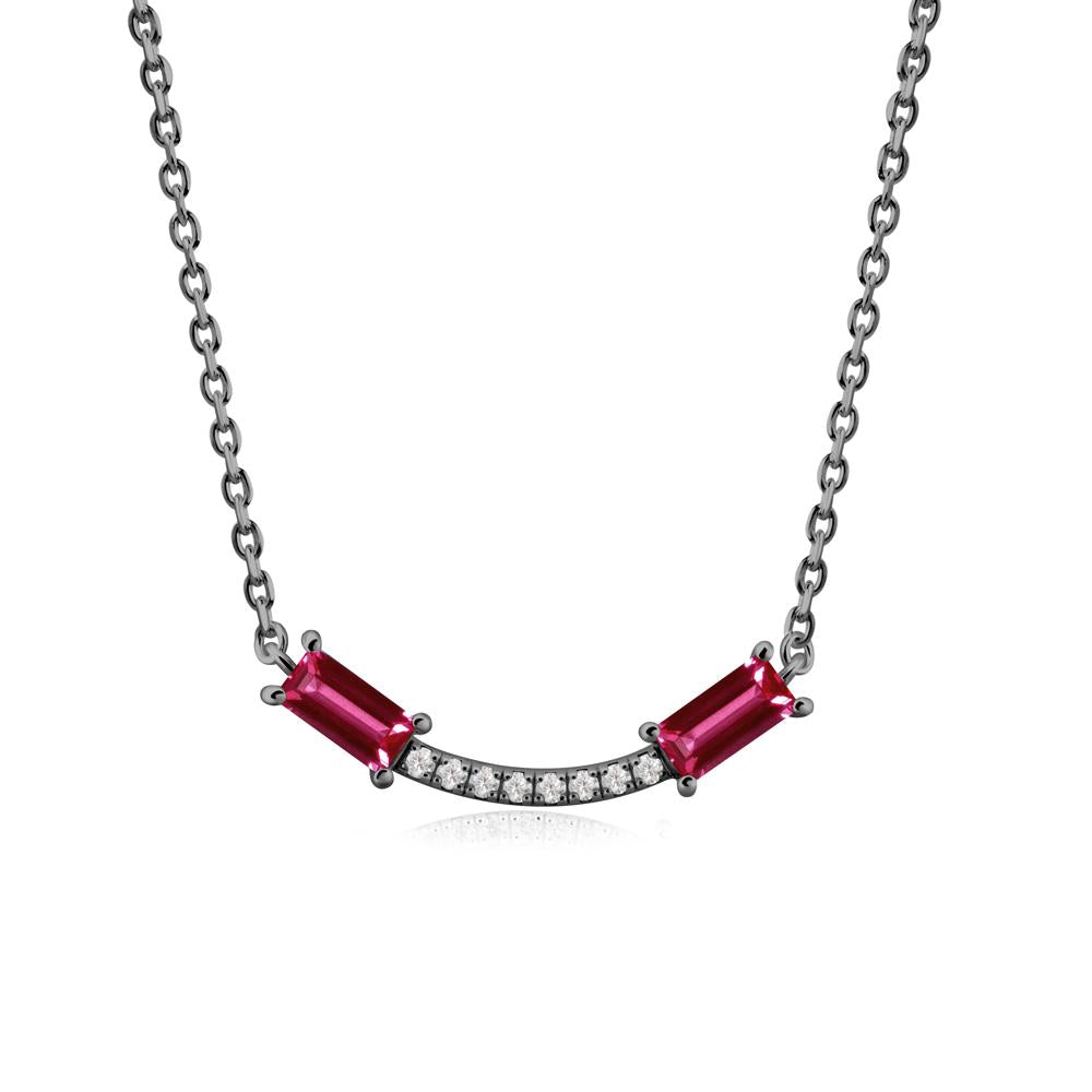 Two Baguette Ruby Smile Necklace - LUO Jewelry #metal_black finish sterling silver