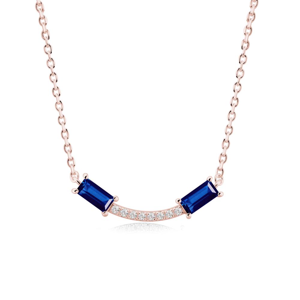 Two Baguette Sapphire Smile Necklace - LUO Jewelry #metal_18k rose gold