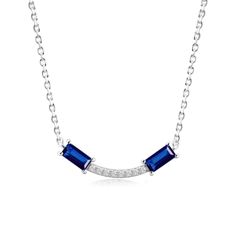 Two Baguette Sapphire Smile Necklace - LUO Jewelry #metal_18k white gold
