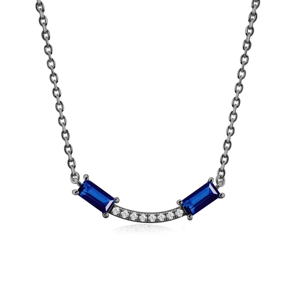 Two Baguette Sapphire Smile Necklace - LUO Jewelry #metal_black finish sterling silver