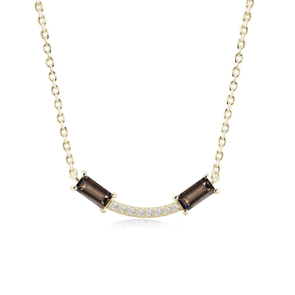 Two Baguette Smoky Quartz Necklace - LUO Jewelry #metal_14k yellow gold