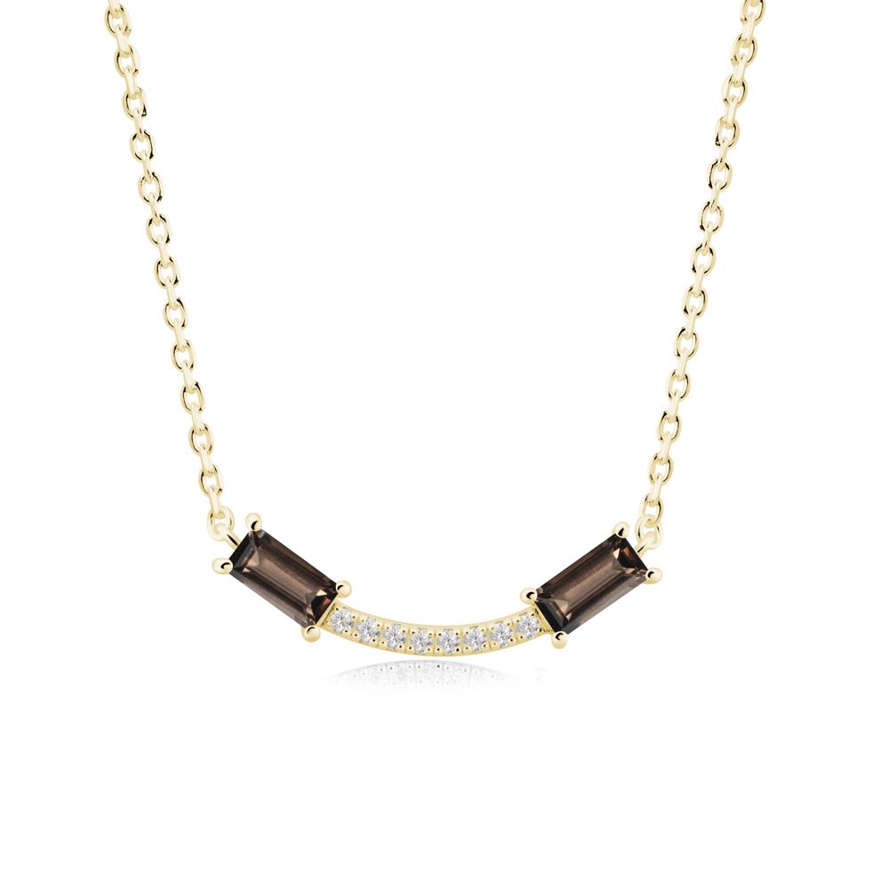 Two Baguette Smoky Quartz Necklace - LUO Jewelry #metal_18k yellow gold