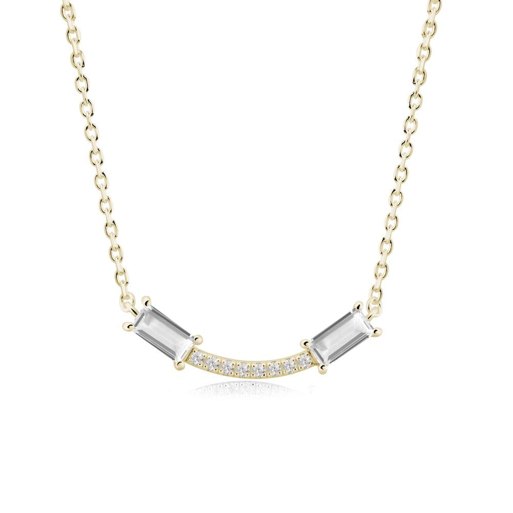 Two Baguette White Topaz Smile Necklace - LUO Jewelry #metal_14k yellow gold
