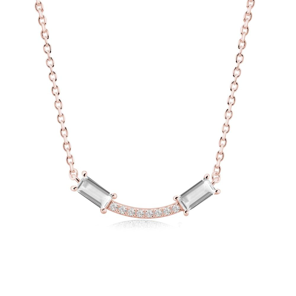 Two Baguette White Topaz Smile Necklace - LUO Jewelry #metal_18k rose gold