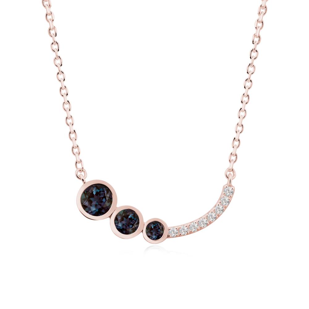 Round Three Stone Alexandrite Pendant Necklace - LUO Jewelry #metal_18k rose gold