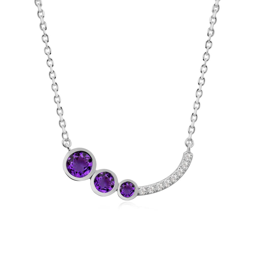 Round Three Stone Amethyst Pendant Necklace - LUO Jewelry #metal_platinum