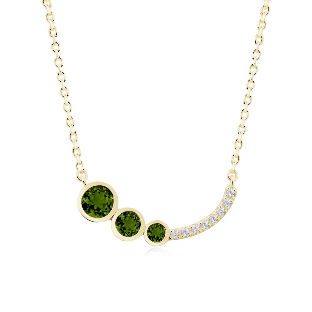 Three Stone Bezel-Set Diopside Necklace - LUO Jewelry #metal_18k yellow gold