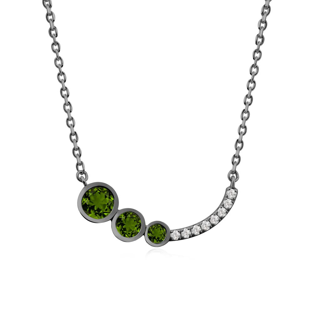 Three Stone Bezel-Set Diopside Necklace - LUO Jewelry #metal_black finish sterling silver