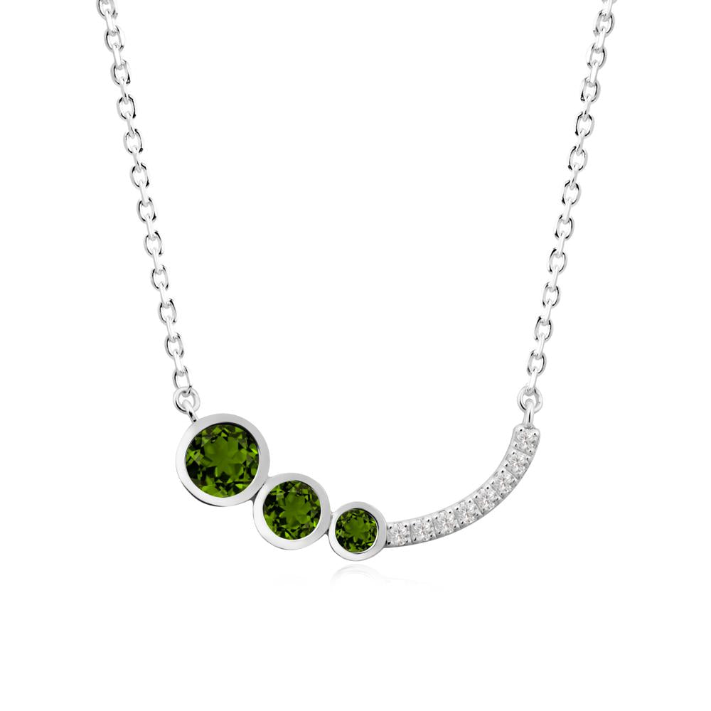 Three Stone Bezel-Set Diopside Necklace - LUO Jewelry #metal_sterling silver