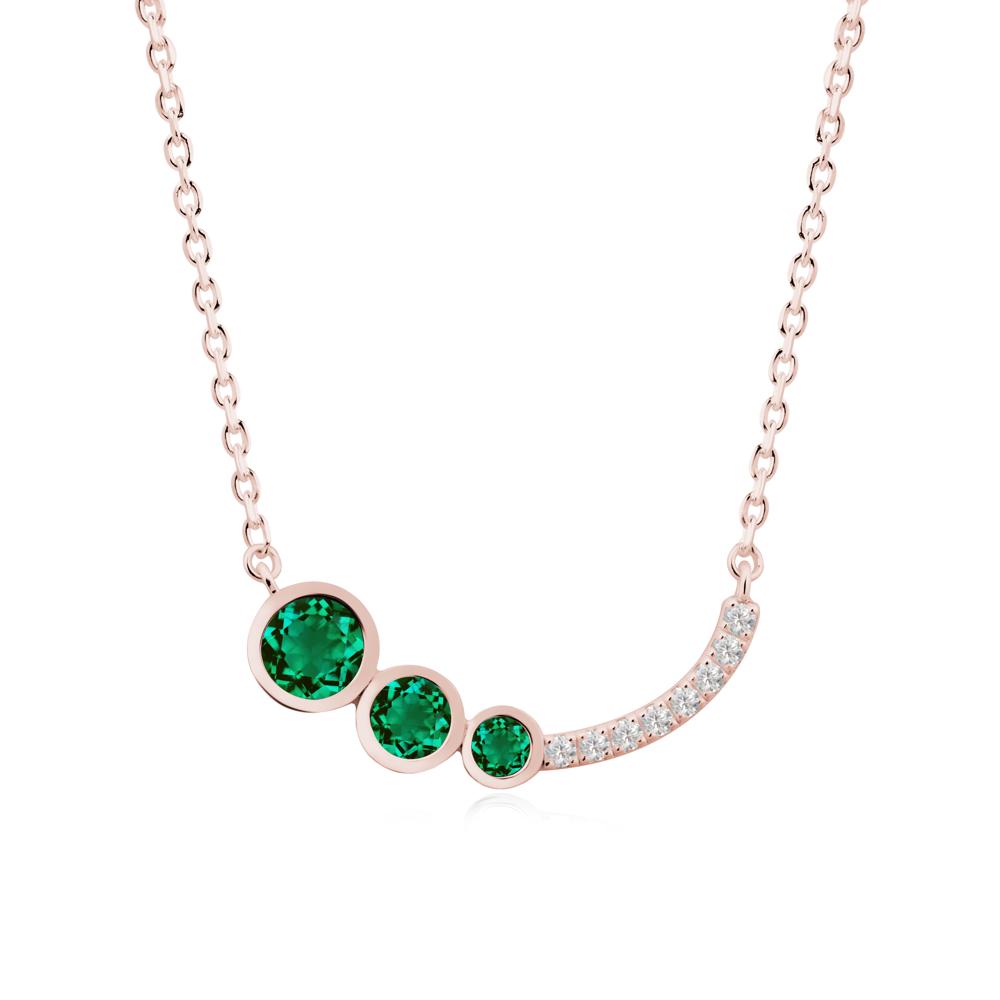 Three Stone Bezel-Set Emerald Necklace - LUO Jewelry #metal_18k rose gold