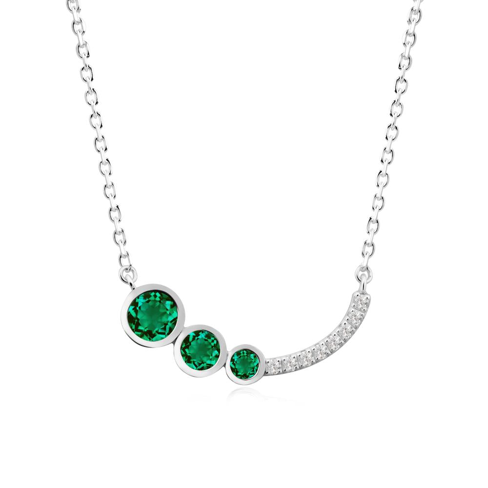 Three Stone Bezel-Set Emerald Necklace - LUO Jewelry #metal_18k white gold